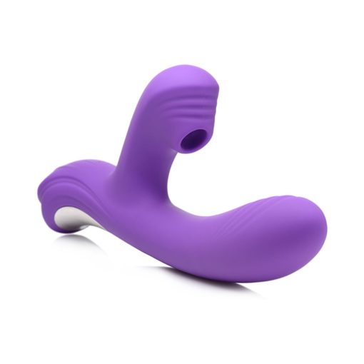 Curve Toys Power Bunny Shivers Rechargeable Silicone Suction Dual Stimulation Vibrator Purple - Image 4