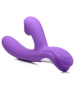 Curve Toys Power Bunny Shivers Rechargeable Silicone Suction Dual Stimulation Vibrator Purple