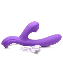 Curve Toys Power Bunny Shivers Rechargeable Silicone Suction Dual Stimulation Vibrator Purple