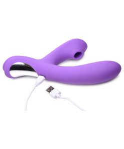 Curve Toys Power Bunny Shivers Rechargeable Silicone Suction Dual Stimulation Vibrator Purple