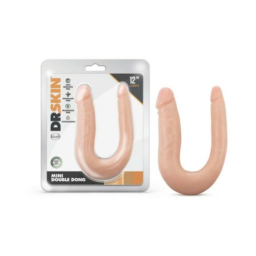 Dr. Skin Mini Double Dong Realistic 12 In. Dual-Ended Dildo Beige