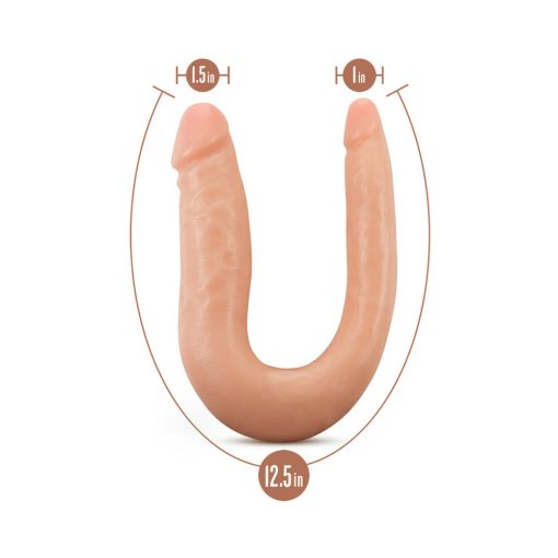 Dr. Skin Mini Double Dong Realistic 12 In. Dual-Ended Dildo Beige - Image 4