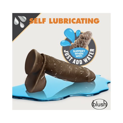 Dr. Skin Glide Realistic 7 In. Self-Lubricating Dildo With Balls Brown - Image 2