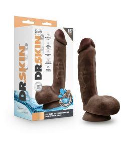 Dr. Skin Glide Realistic 8.5 In. Self-Lubricating Dildo With Balls Brown