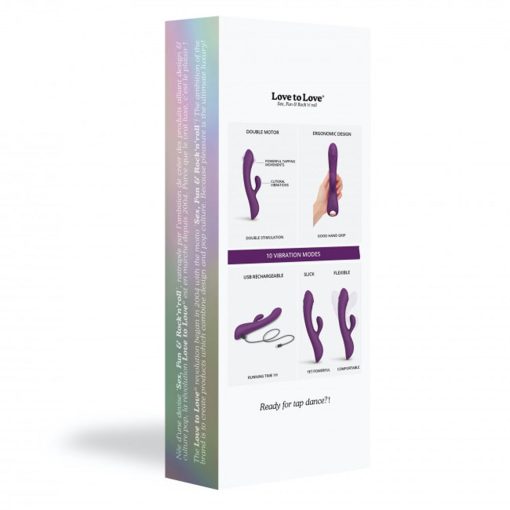 Love To Love Bunny & Clyde Rechargeable Tapping Rabbit Silicone Vibrator Purple Rain - Image 2