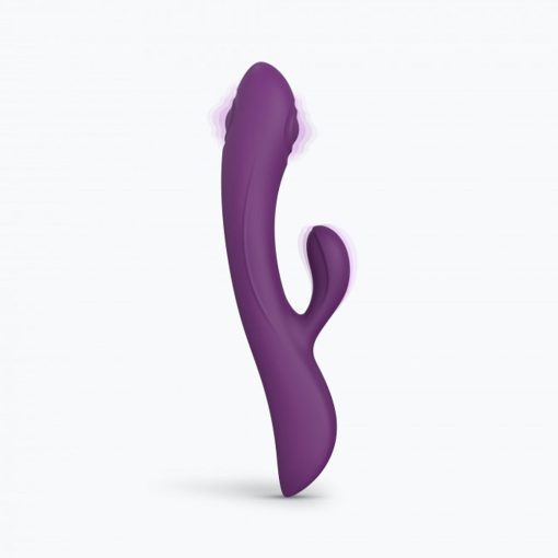 Love To Love Bunny & Clyde Rechargeable Tapping Rabbit Silicone Vibrator Purple Rain - Image 5