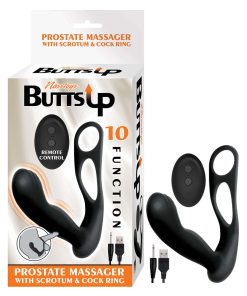 Butts Up Prostate Massager With Scrotum & Cock Ring Black