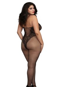 Dreamgirl Fishnet Bodystocking With Knitted Teddy Design Black Queen