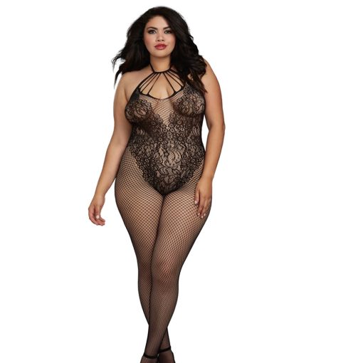 Dreamgirl Fishnet Bodystocking With Knitted Teddy Design Black Queen - Image 4