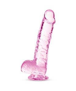 Naturally Yours Crystalline 6 In. Dildo With Balls Rose