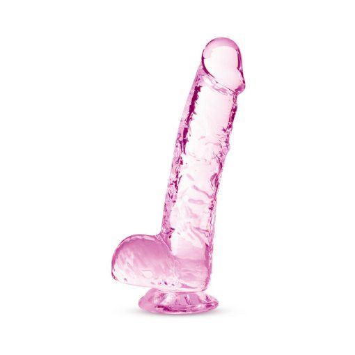 Naturally Yours Crystalline 6 In. Dildo With Balls Rose - Image 2