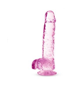 Naturally Yours Crystalline 6 In. Dildo With Balls Rose