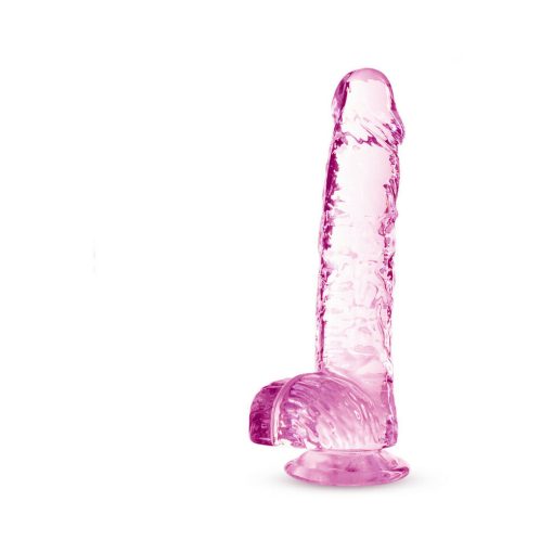 Naturally Yours Crystalline 6 In. Dildo With Balls Rose - Image 3