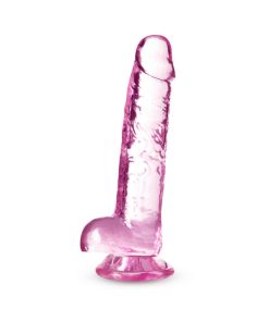 Naturally Yours Crystalline 7 In. Dildo With Balls Rose