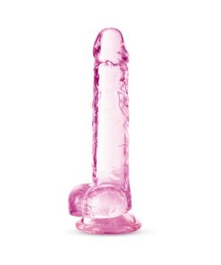 Naturally Yours Crystalline 7 In. Dildo With Balls Rose