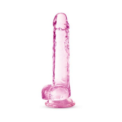 Naturally Yours Crystalline 7 In. Dildo With Balls Rose - Image 3