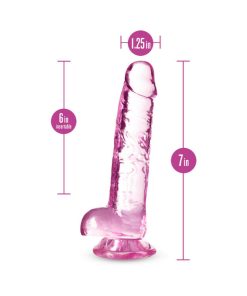 Naturally Yours Crystalline 7 In. Dildo With Balls Rose