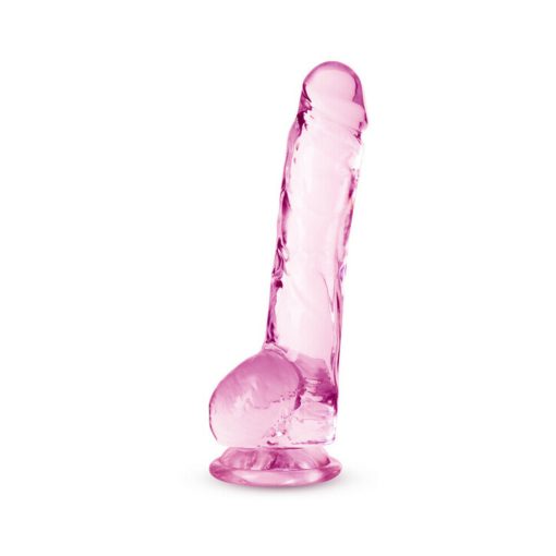 Naturally Yours Crystalline 8 In. Dildo With Balls Rose - Image 2