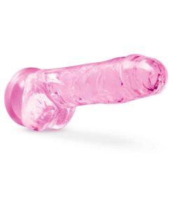Naturally Yours Crystalline 8 In. Dildo With Balls Rose
