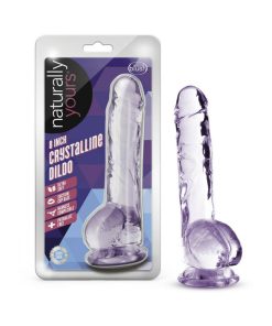 Naturally Yours Crystalline 8 In. Dildo With Balls Amethyst