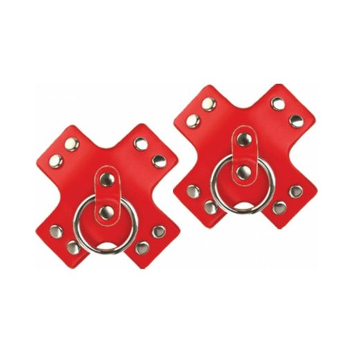 Nipplicious Seducer Leather Pasties With Ring Red - Image 2
