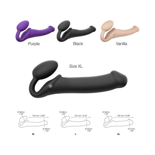 Strap-On-Me Rechargeable Remote-Controlled Silicone Vibrating Bendable Strap-On Black Xl - Image 5