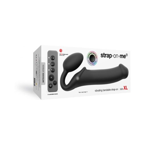 Strap-On-Me Rechargeable Remote-Controlled Silicone Vibrating Bendable Strap-On Black Xl - Image 6
