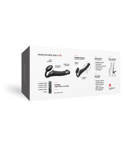 Strap-On-Me Rechargeable Remote-Controlled Silicone Vibrating Bendable Strap-On Black Xl