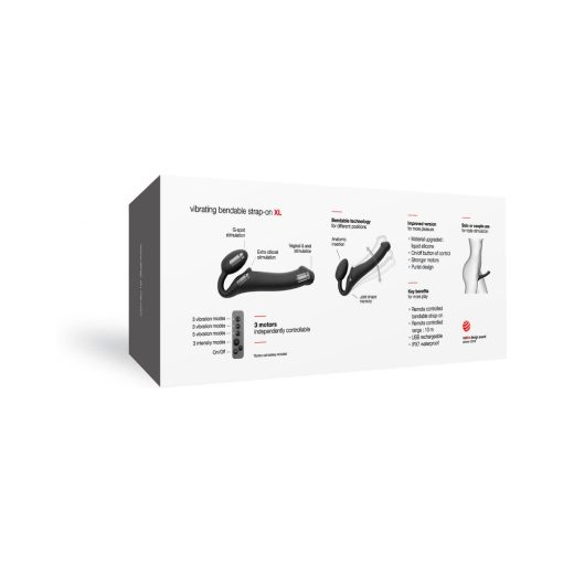 Strap-On-Me Rechargeable Remote-Controlled Silicone Vibrating Bendable Strap-On Black Xl - Image 7