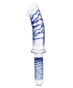 Glas 11 In. Realistic Double Ended Glass Dildo With Handle