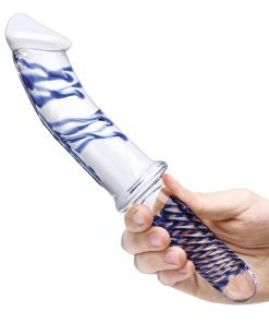 Glas 11 In. Realistic Double Ended Glass Dildo With Handle