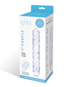 Glas 9 In. Purple Rose Nubby Glass Dildo