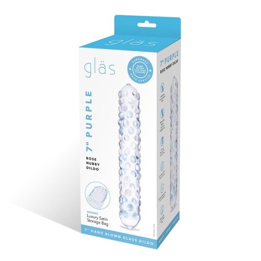 Glas 9 In. Purple Rose Nubby Glass Dildo