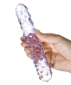 Glas 9 In. Purple Rose Nubby Glass Dildo