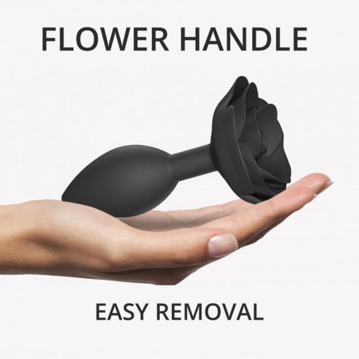 Love To Love Open Roses Silicone Anal Plug Black Onyx L - Image 5