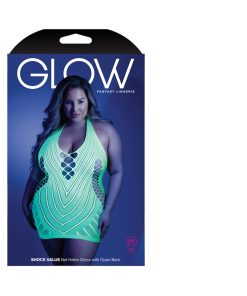 Fantasy Lingerie Glow Shock Value Halter Dress Neon Green Queen Size