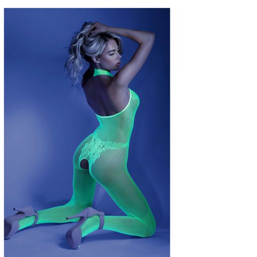 Fantasy Lingerie Glow Moonbeam Crotchless Bodystocking Green O/S - Image 3