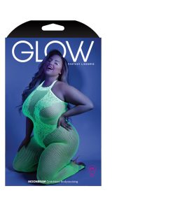 Fantasy Lingerie Glow Moonbeam Crotchless Bodystocking Green Queen Size