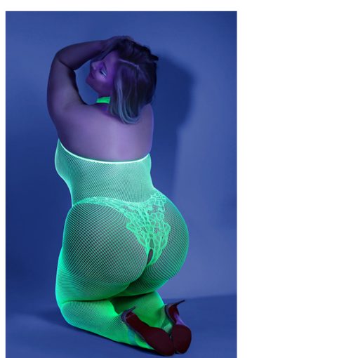 Fantasy Lingerie Glow Moonbeam Crotchless Bodystocking Green Queen Size - Image 3