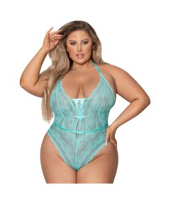 Magic Silk Seabreeze Teddy With Snap Crotch Turquoise Queen Size