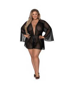 Magic Silk Modern Romance Short Robe Black Queen Size