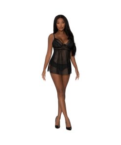 Magic Silk Modern Romance Babydoll & Thong Black S/M