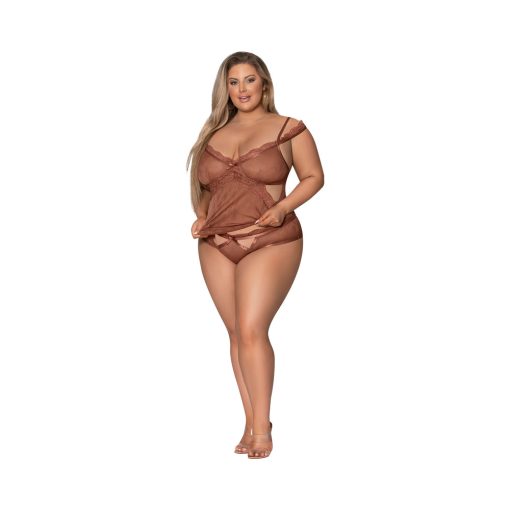 Magic Silk Caramel Kiss Cami & Boyshort Caramel Queen Size