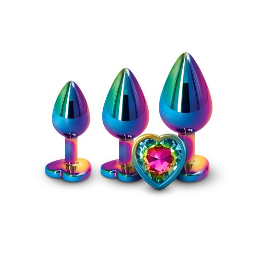 Rear Assets 3-Piece Metal Plug Kit Multicolor/Rainbow Heart - Image 2