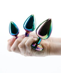 Rear Assets 3-Piece Metal Plug Kit Multicolor/Rainbow Heart