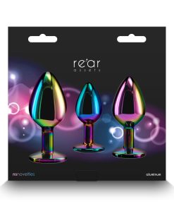 Rear Assets 3-Piece Metal Plug Kit Multicolor/Rainbow Heart