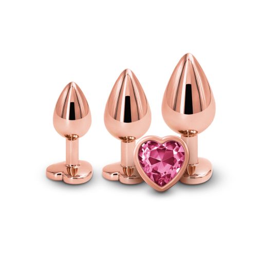 Rear Assets 3-Piece Metal Plug Kit Rose Gold/Pink Heart - Image 2