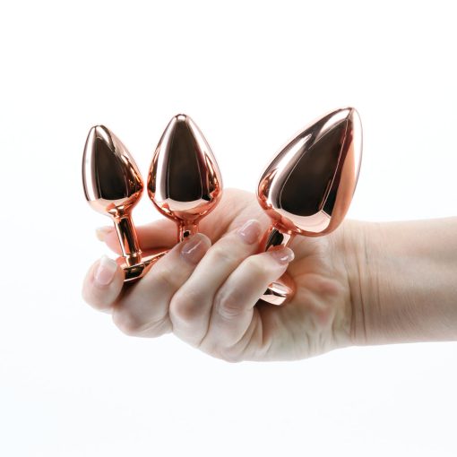 Rear Assets 3-Piece Metal Plug Kit Rose Gold/Pink Heart - Image 3