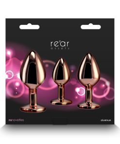 Rear Assets 3-Piece Metal Plug Kit Rose Gold/Pink Heart