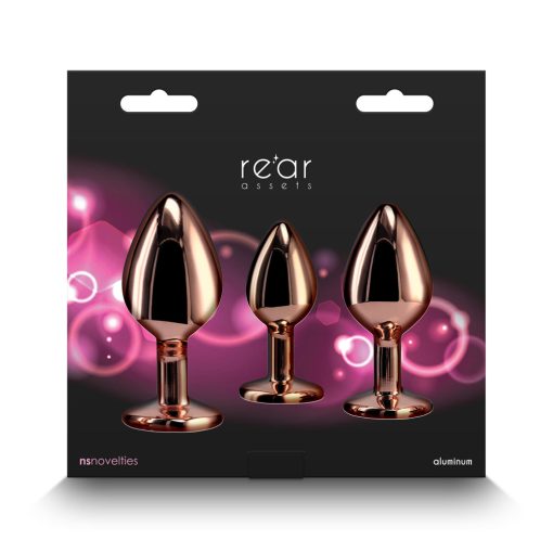 Rear Assets 3-Piece Metal Plug Kit Rose Gold/Pink Heart - Image 4